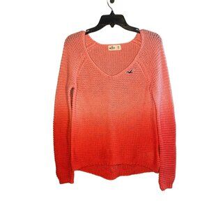 Hollister sweater women’s V-Neck pink ombré knit size XS